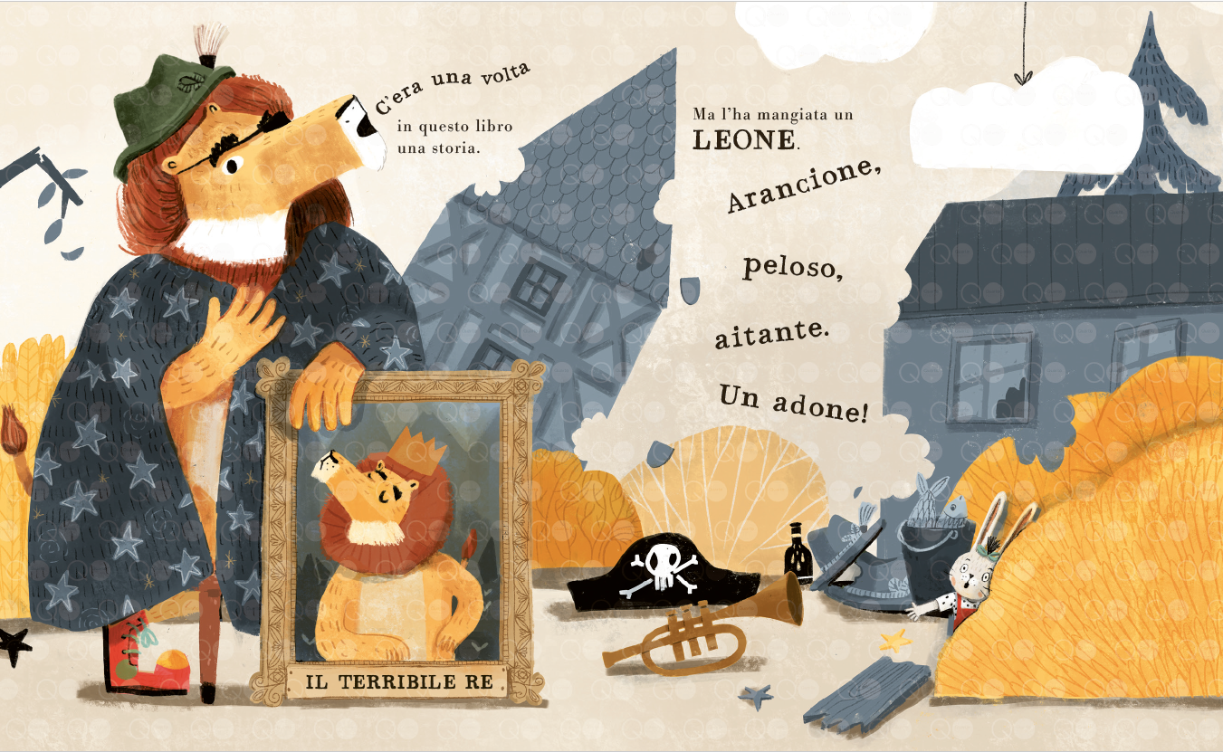 il leone mostra un quadro di sé stesso che lo ritrae come terribile re