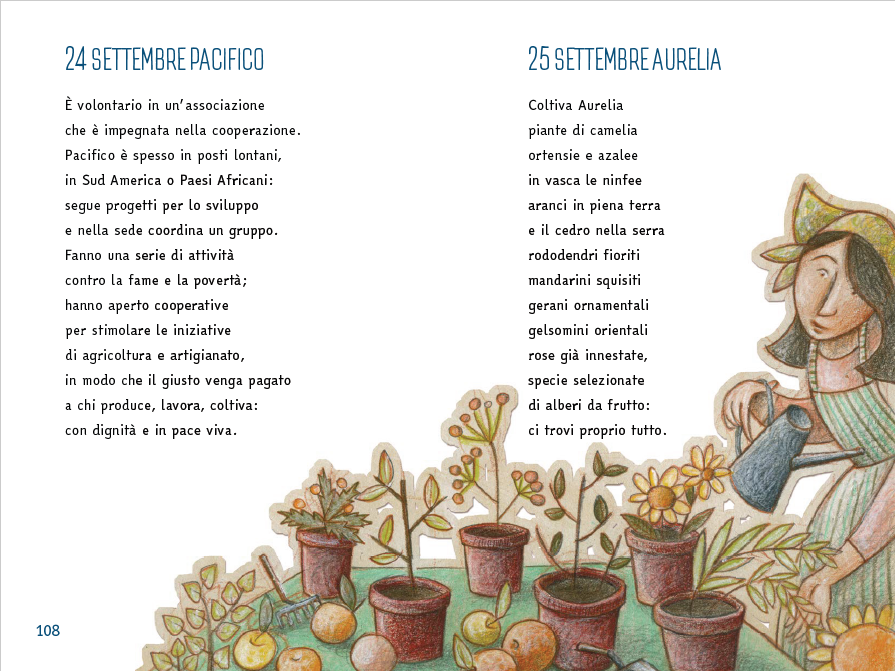 Amelia la fioraia mentre annaffia le piante